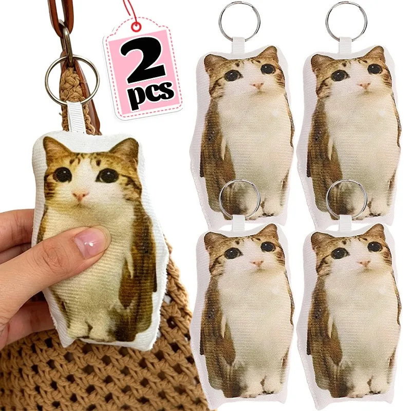 Cute Cat Owl Sound Plush Pendant Keychain for Backpack Purse Funny Squeeze Voice Effect Soft Stuffed Animal Bag Charm Accessory