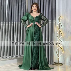 Customized Luxury Evening Dresses Mermaid Green Applique Strapless Beading Dresses Sexy 2024 Formal for Women vestidos de noche