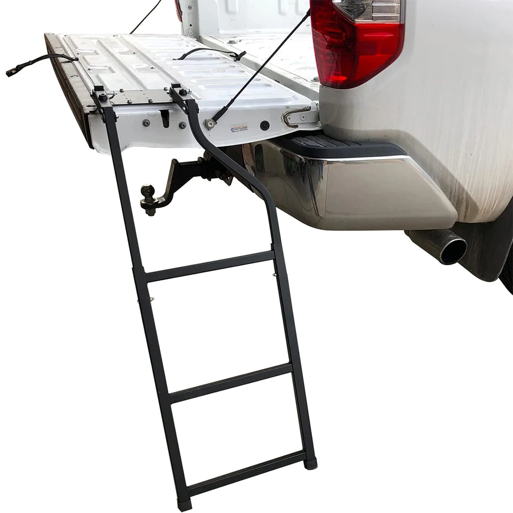 42 Inch Pickup Truck Tailgate Ladder Universal Pickup Truck's Bed Ladder Foldable Durable Aluminum Step Grip Plates