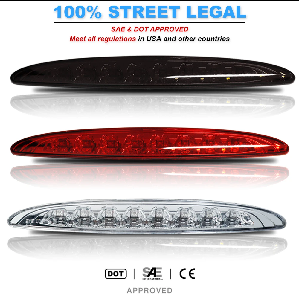 Car Rear High‑Level Third Brake Lamp Smoke Red Clear Lens LED Brake Stop Light OE 63256935789 For MINI Cooper R50 R53 2002‑2006
