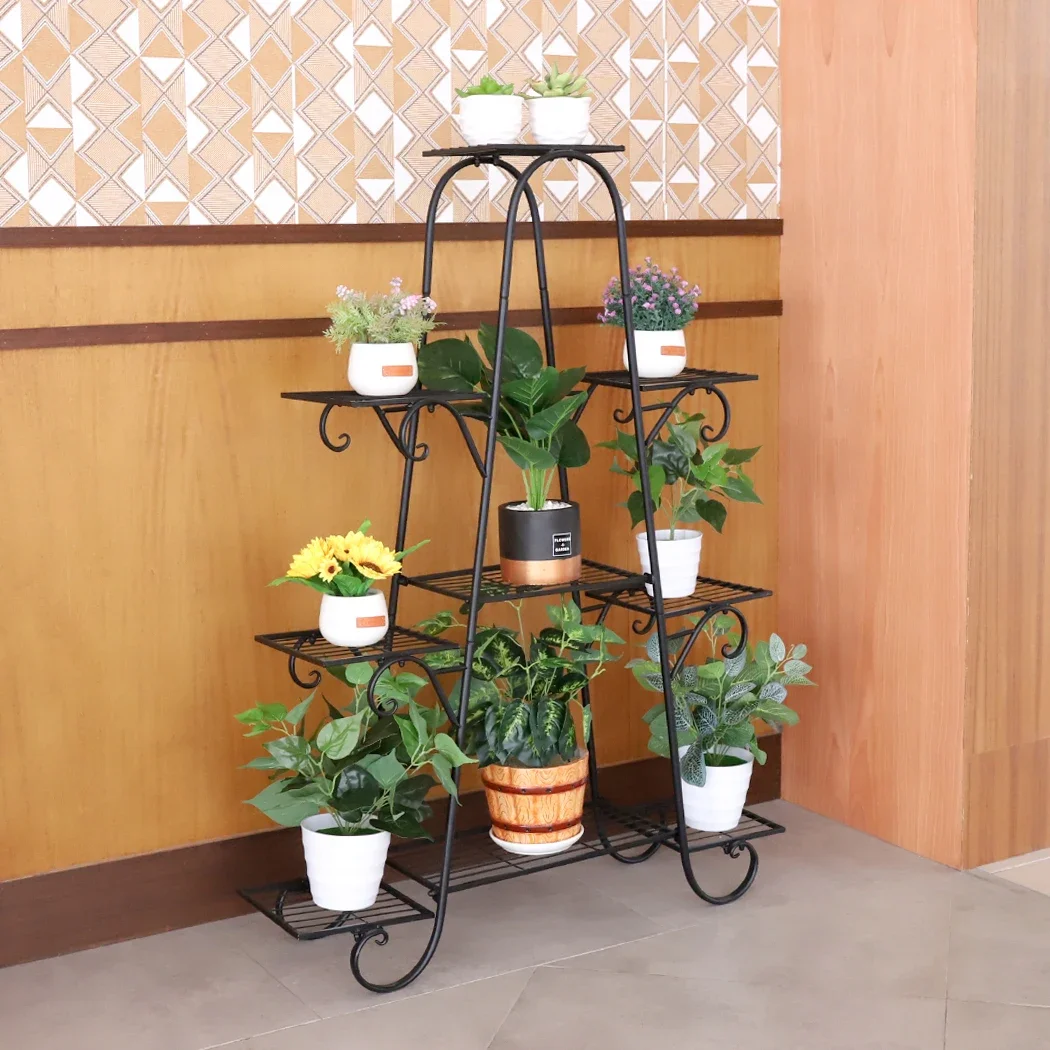 Soportes de plantas de 9 niveles, estante de Metal para plantas de interior, macetas multicapa para exteriores, estante de exhibición para Patio y jardín