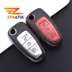 TPU Leather Car Folding Key Case Cover Bag Protector for Ford Focus C-Max S-Max Galaxy Mondeo Ranger Transit Tourneo Custom