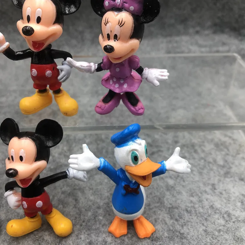 6 stks Disney Anime Kawaii Mickey Mouse Minnie Mouse Verjaardagstaart Decoratie PVC Model Kids Charm Mode Speelgoed Collectible Pop