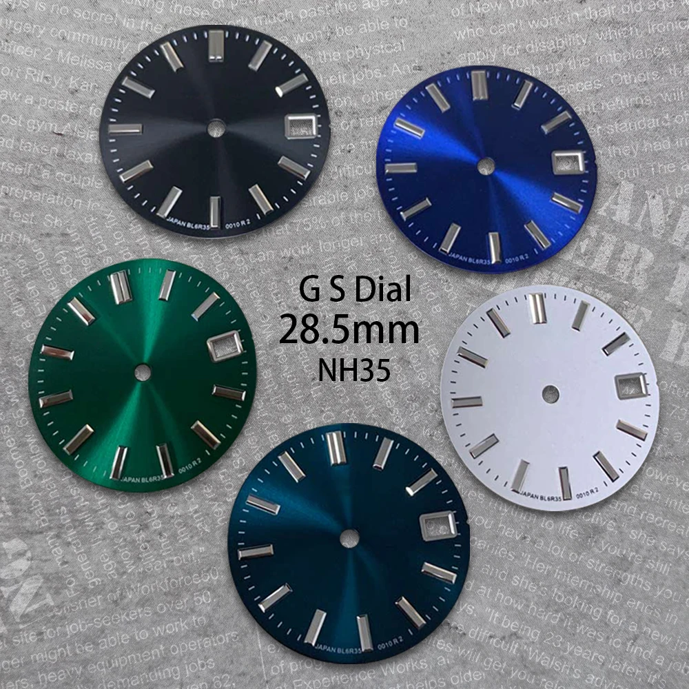 28.5mm G S Logo Dial Suitable For NH35/NH36/4R/7S Japan Movement Sunburst High Quality Watch Modification Accessories