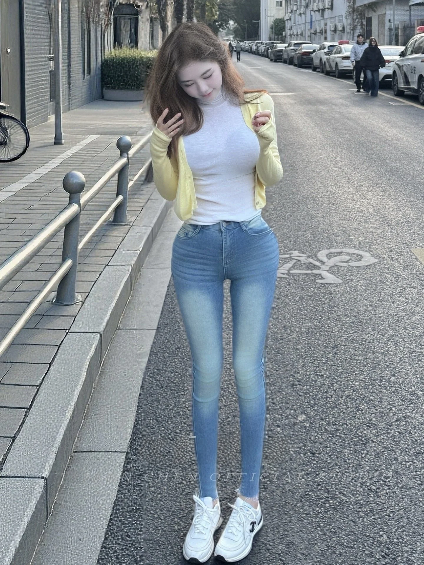 

High Waist Slim Fit Blue Pencil Jeans Women's Elastic Stretchy Butt Lifting Slimming Nine Point Small Foot Pants Casual Sle