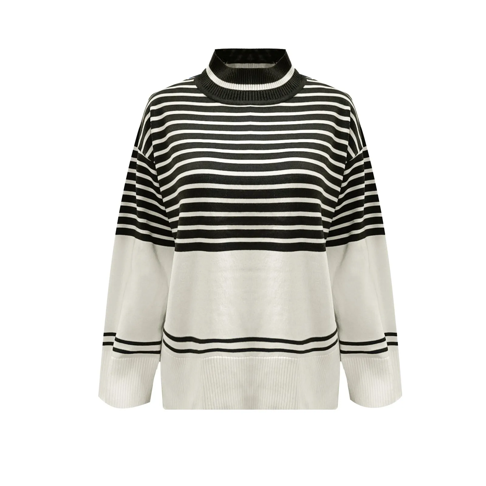 Pull Rayé à Col Rond pour Femme, Vêtement Décontracté, à la Mode, Streetwear, Collection Automne Hiver 2023