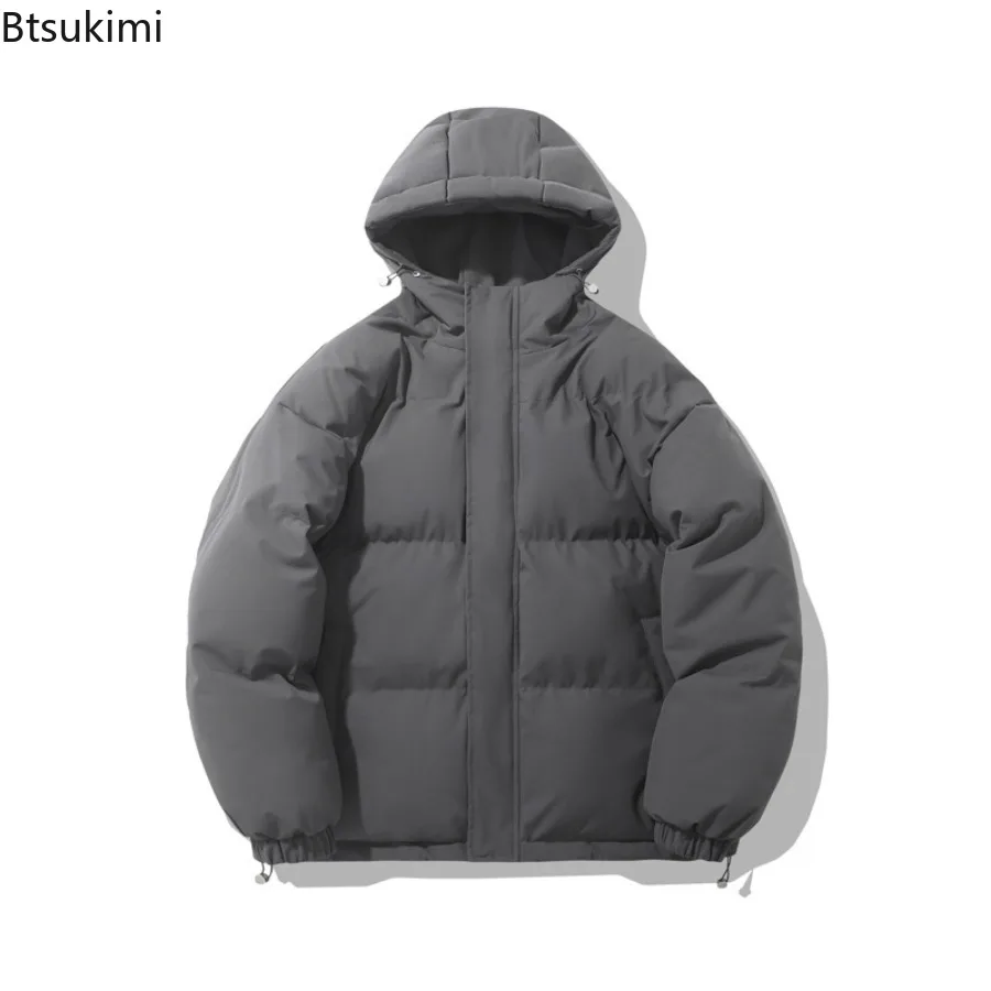 2025 Fashion Men's Hooded Green Casual Down Jackets Solid Color Warm Parkas for Men Thicker Winter Coats Loose Warm Parkas Male