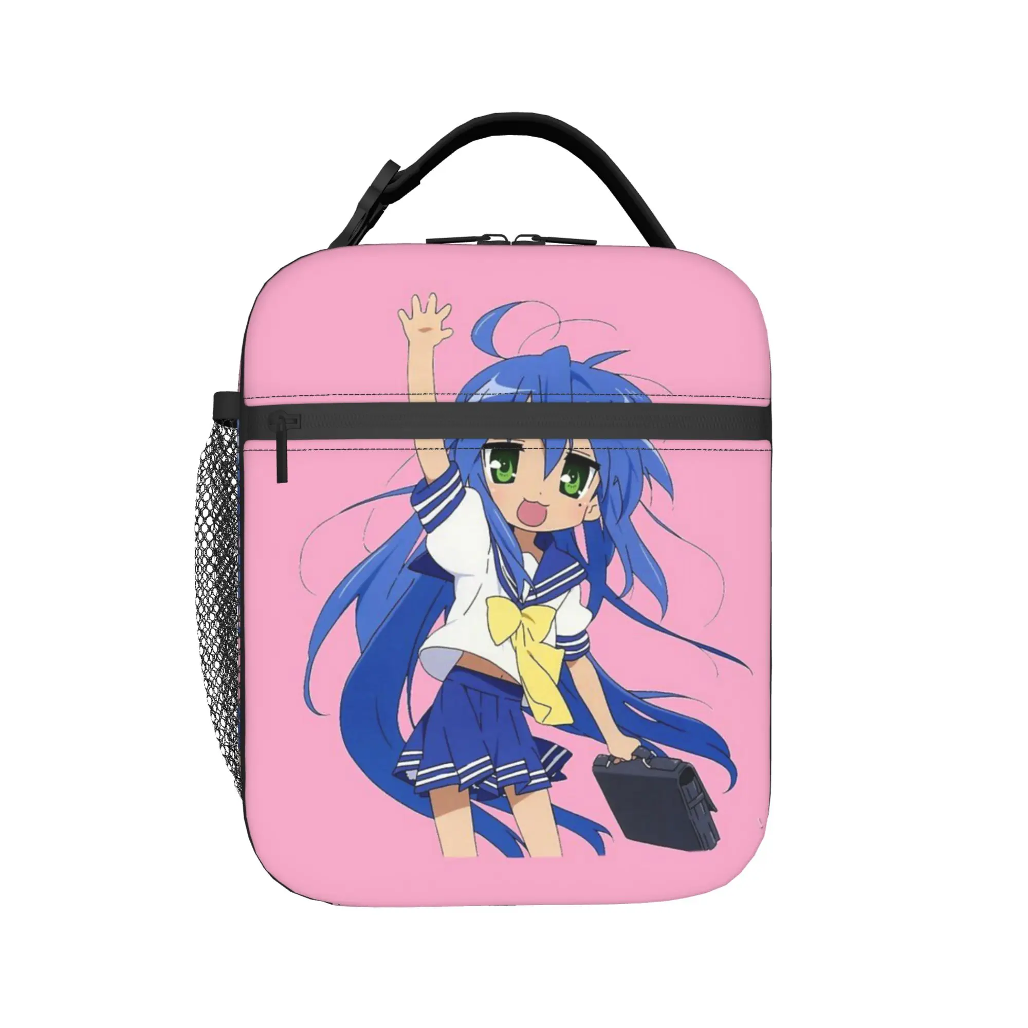 Cute Lucky Star Insulated Lunch Bag Leakproof Anime Konata Izumi Lunch Container Cooler Bag Tote Lunch Box Men Women