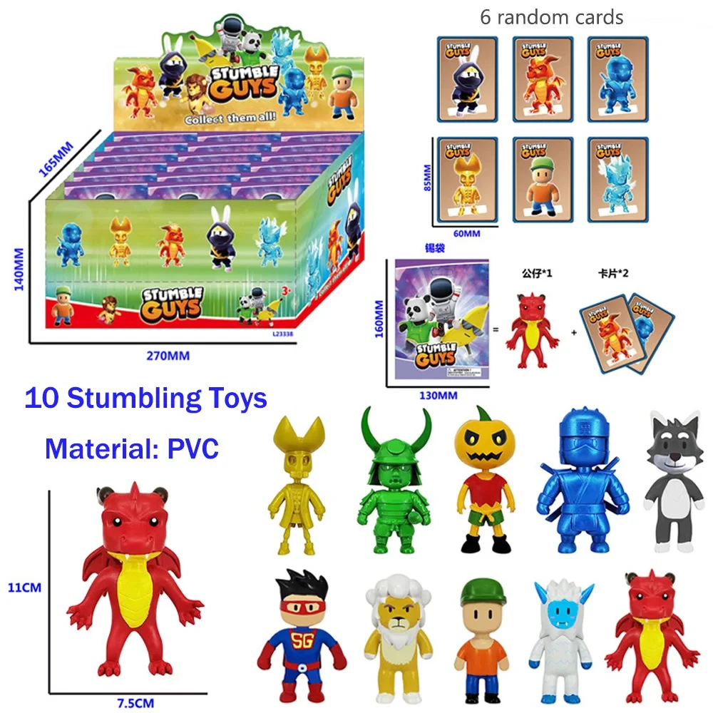 24pcs Stumble Fall Guys Action Figures Toys Game Character Card PVC Model Kawaii Anime Collection Dolls Kids Gifts