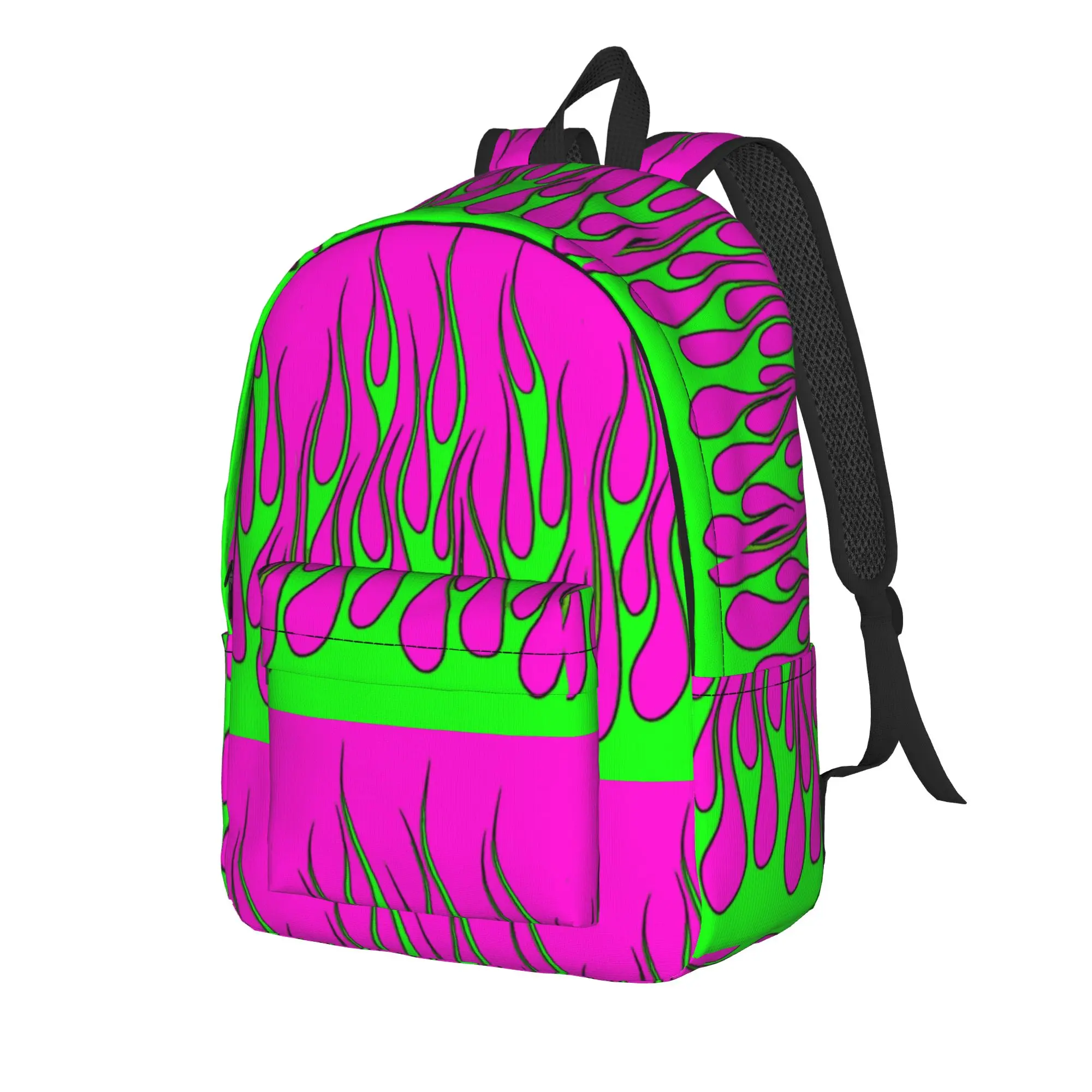 Neon Flame Pattern Backpack  Sport Backpacks Youth Colorful Print School Bags Modern Rucksack