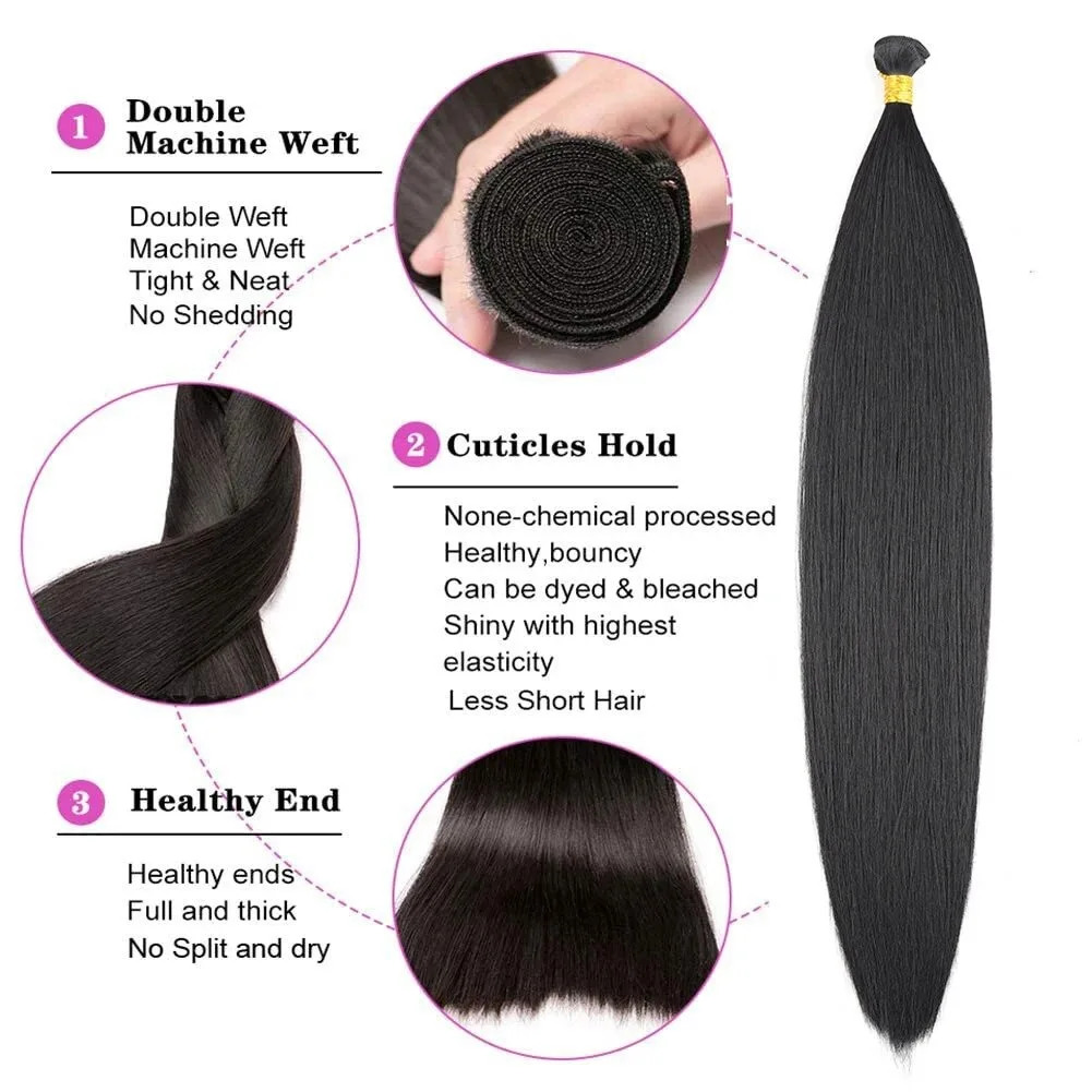 36-дюймовые длинные прямые волосы с костями, салонные натуральные волосы для наращивания, искусственные волокна, синтетические прямые волосы с костями, плетение от всего до конца