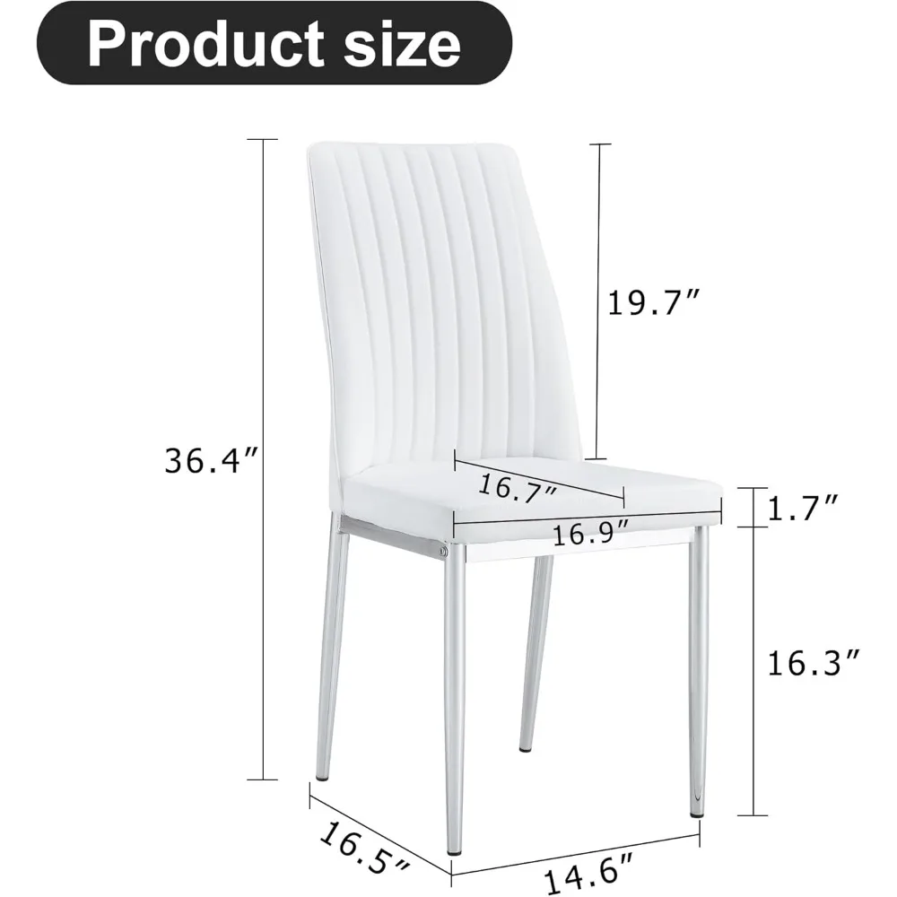 طقم كراسي طعام حديثة من جلد البولي يوريثان مكون من 4 قطع مع أرجل كروم وتصميم بدون ذراع للمطبخ وغرفة الطعام