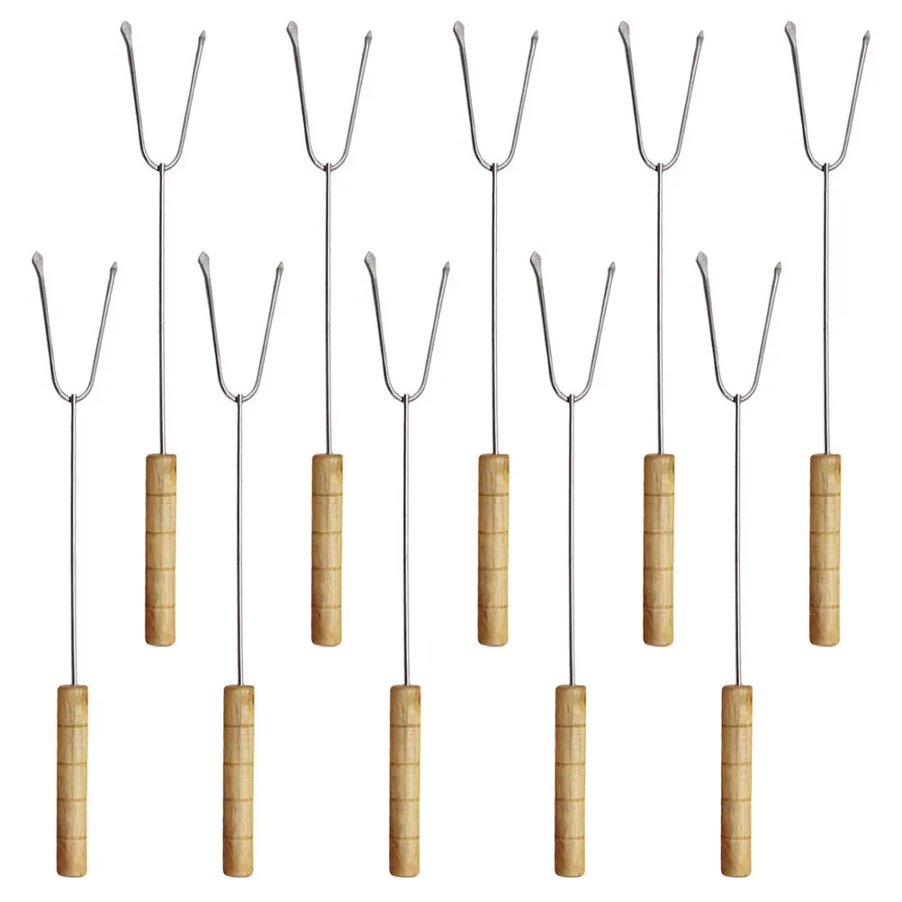 

10Pcs Bbq Skewers Reusable Grill Forks for Vegetables Meats Camping Parties Even Cooking Prevent Food Falling Grill Fork