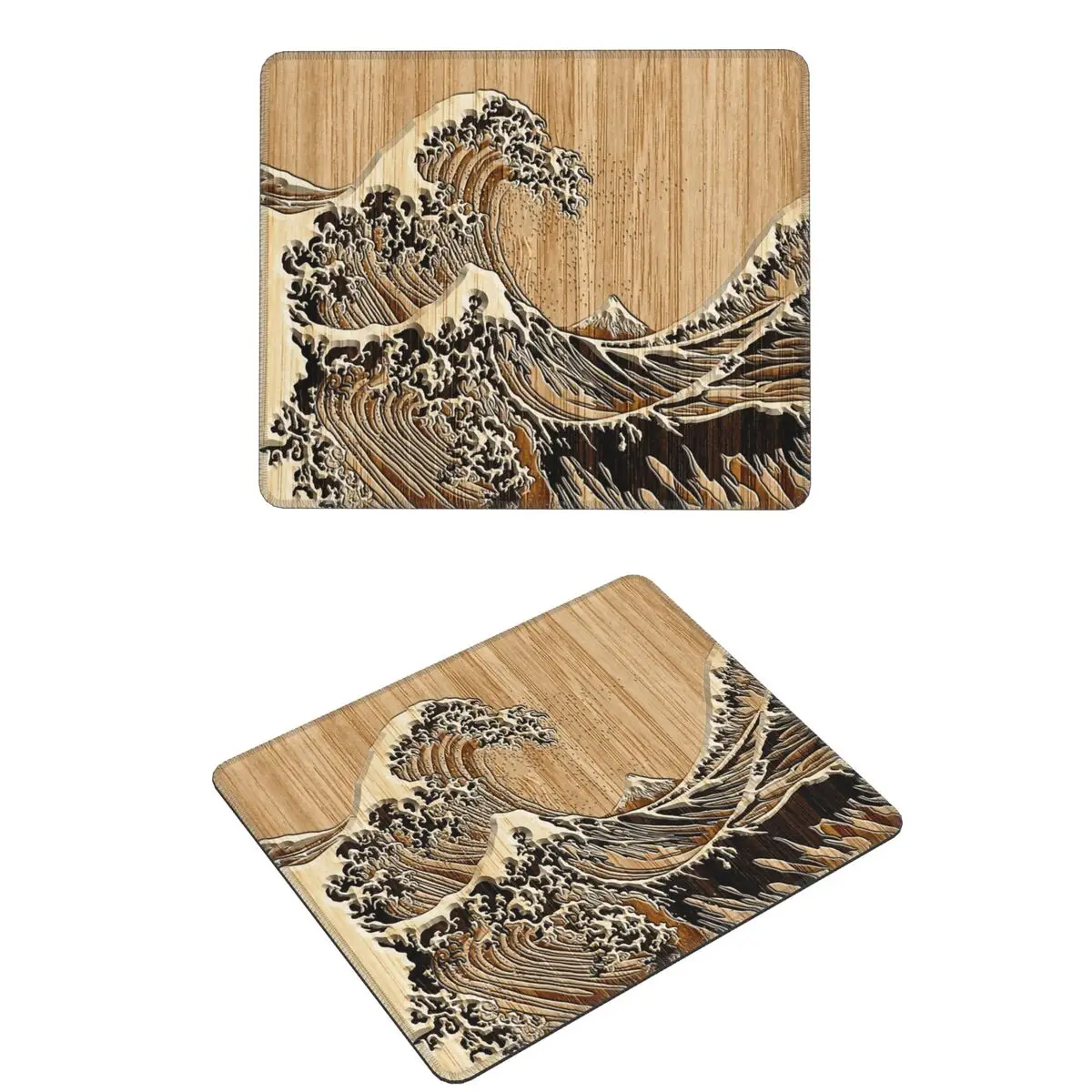 대유람의 파도 대나무 인레이 스타일 마우스 패드 컴퓨터 키보드 마우스 매트 게이머 노트북 데스크 매트 사무실 테이블 매트