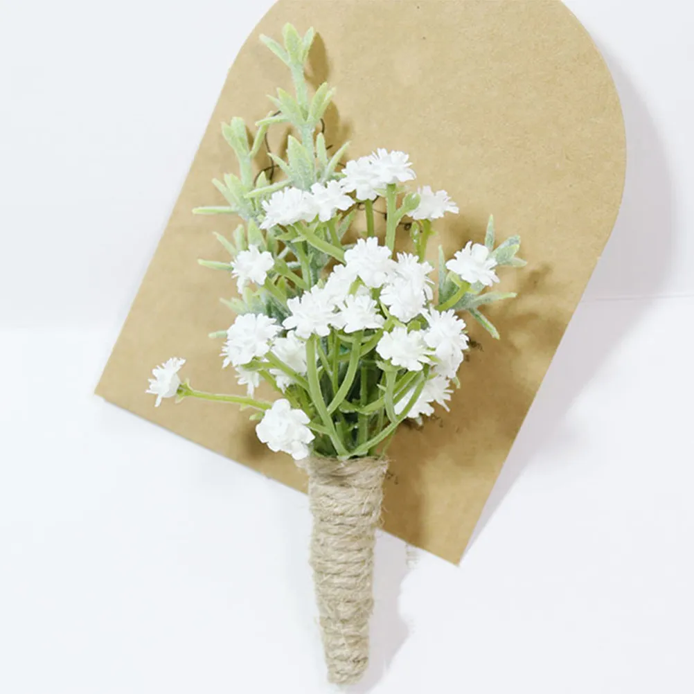 10Pcs Rustic Boho Artificial Boutonniere for Men with Pin Fresh Elegant Groomsmen Wedding Corsage Party Decoration Small Favors