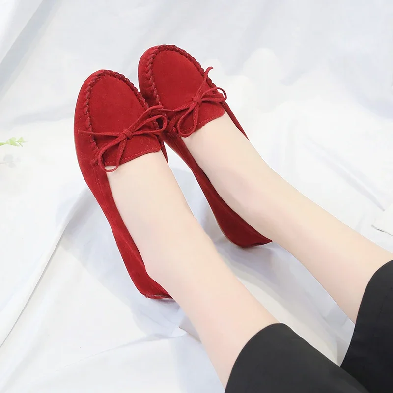 Modische Damen-Slipper mit Rundzehe und Schleife, Weiche Sohle, Slip-On Mokassins, Tägliche Freizeitschuhe – Detail 17