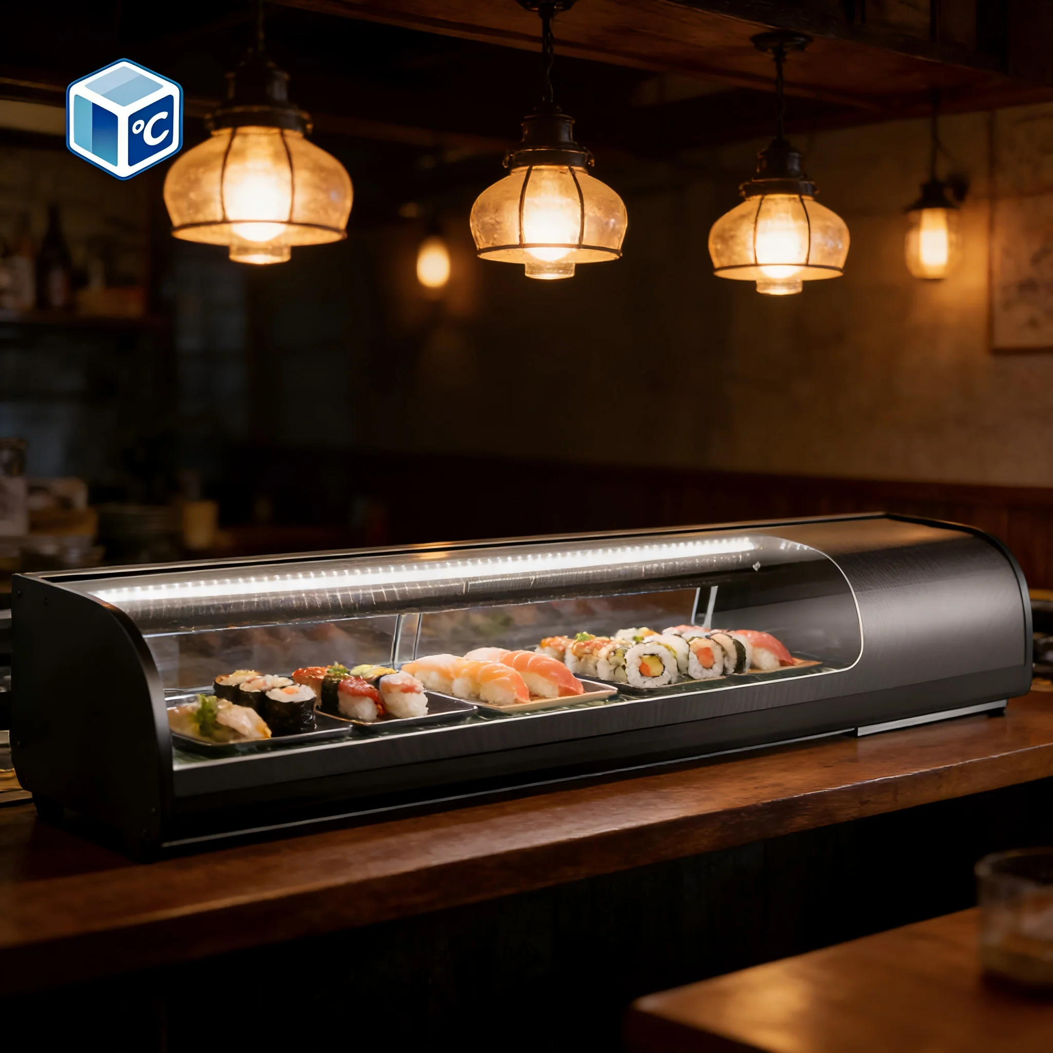 1148x406x316mm Sushi Case Countertop Sushi Display Refrigerator Direct Cooling R600a 4, 5, 6 Shelf LED Bakery Cafe Supermarket