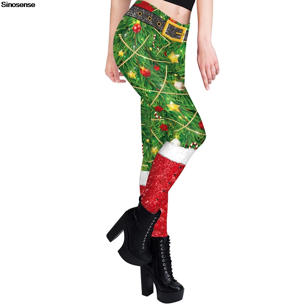 สตรีสูงเอวกางเกงขายาวคริสต์มาสน่าเกลียด 3D ตลกพิมพ์ใหม่ปี Xmas Leggins ยืด Tights Holiday Party คอสเพลย์ Leggings