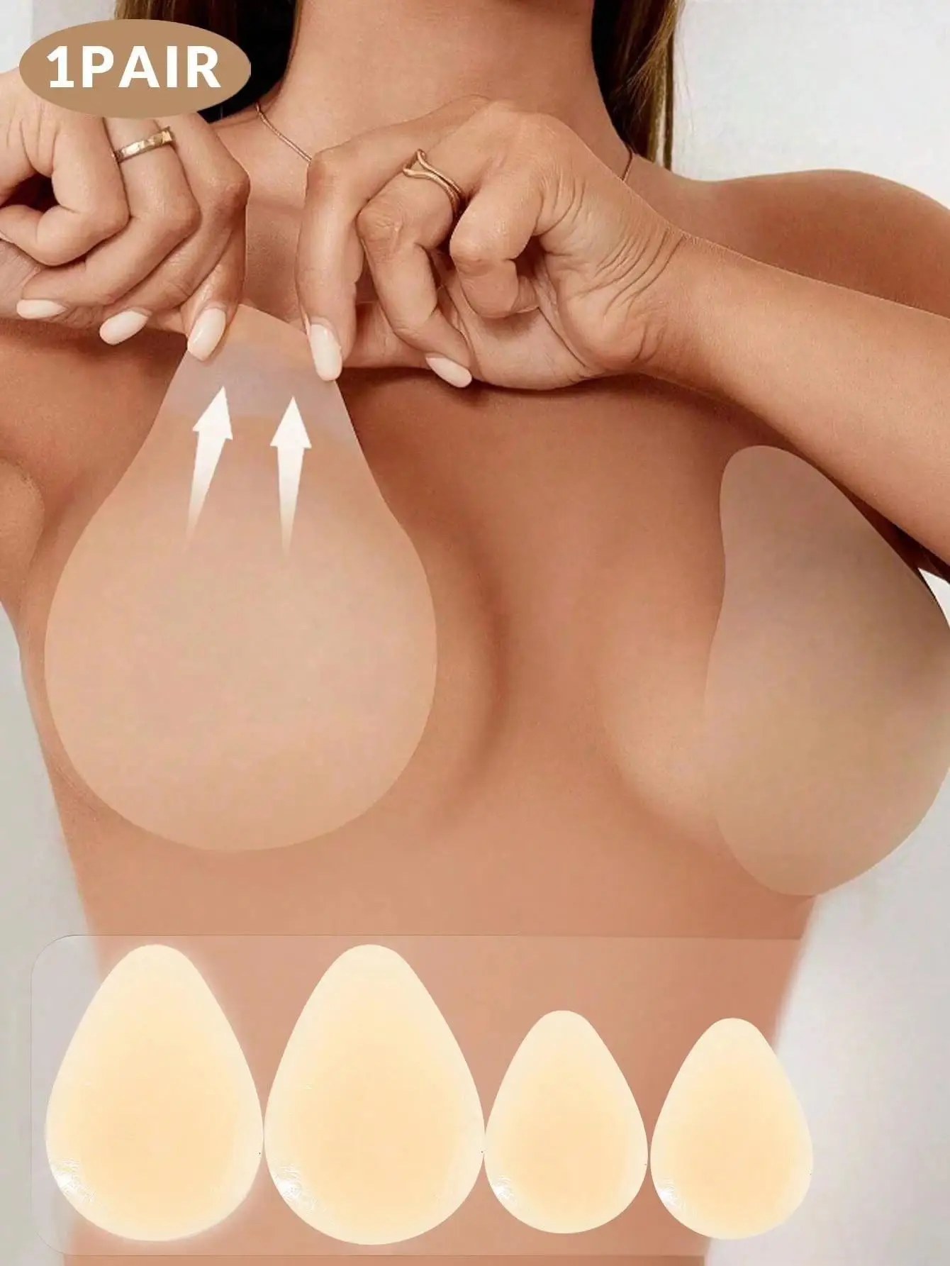 2-Piece/4-Piece Set of Women's Waterdrop-Shaped Ultra-Thin Silicone Nipple Covers, Invisible and Seamless, Lift the Breasts, Prevent Sagging, Comfortable and Skin-Friendly, Non-Slip and Secure, Seamless Fit, Reusable, Anti-Bump Design. Suitable for Formal Dresses, Wedding Dresses, Swimwear, Formal Wear, and Everyday Outfits.