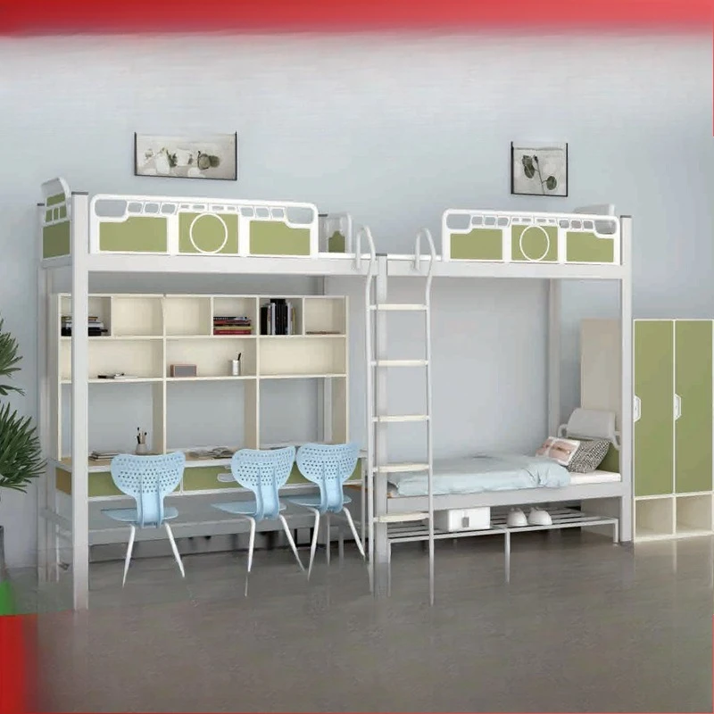 

School dormitory bed College student apartment School upper and lower bunk bed lower table Steel iron frame bed Combination bed