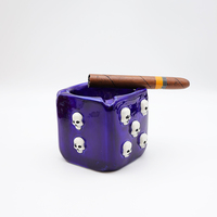 Father's day gift Ceramic Skull Dice Ash Tray High Quality Handmade Outdoors Smoking Accessory Cigar Cigarette Blue Ashtray