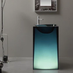 blau transparent mit Licht kann beleuchtet werden, integriertes Handwaschbecken, Waschbecken, Waschbecken