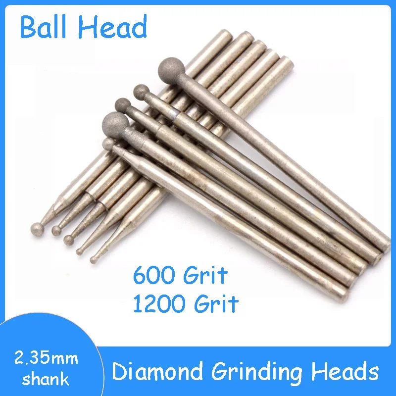 

1/1.5/2/2.5/3/3.5/4mm Ball Brazed Diamond Grinding Head 2.35mm Shank For Polishing Abrasive Accessories Dremel Rotary Tools