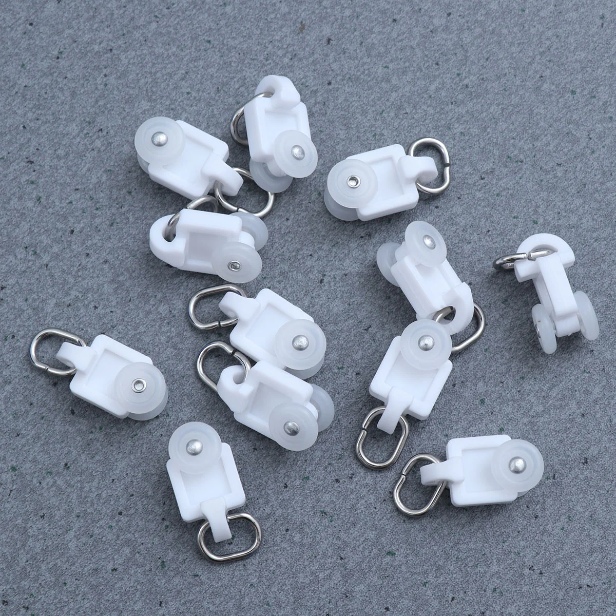 Gazebo Curtain Hooks Rods for Windows Rail Roller RV Clip Wheeled Carrier White