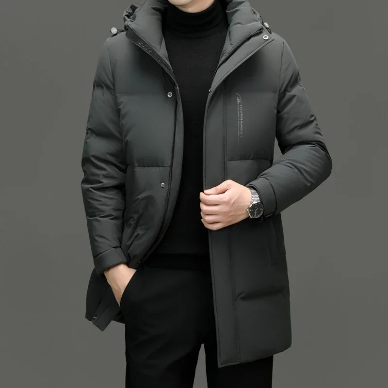 COZOK-Veste à Capuche Ultralégère en Duvet de Canard pour Homme, Manteau Long, Coupe-Vent, Vêtements de Styliste, Collection Hiver