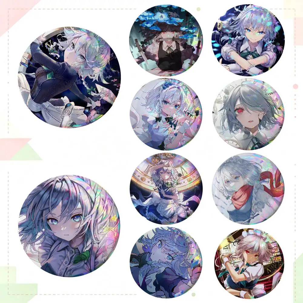 Anime Game Touhou Project Izayoi Sakuya Round Badge Lapel Pin Backpack Clothing Jewelry Accessories Gift Brooch