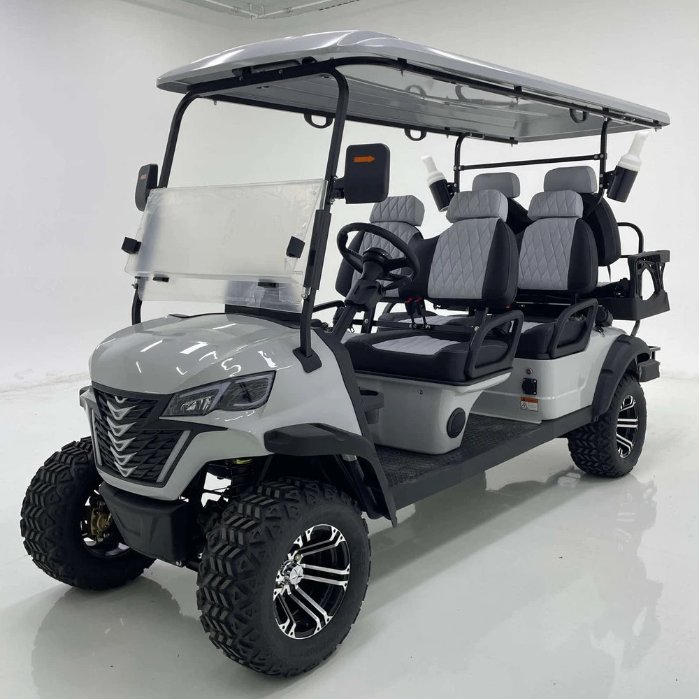 New Design Off-Road Tire Golfs Electric Carts 48V Lithium Battery Electric Golf Buggy 6 Seats Electric Golf Cart