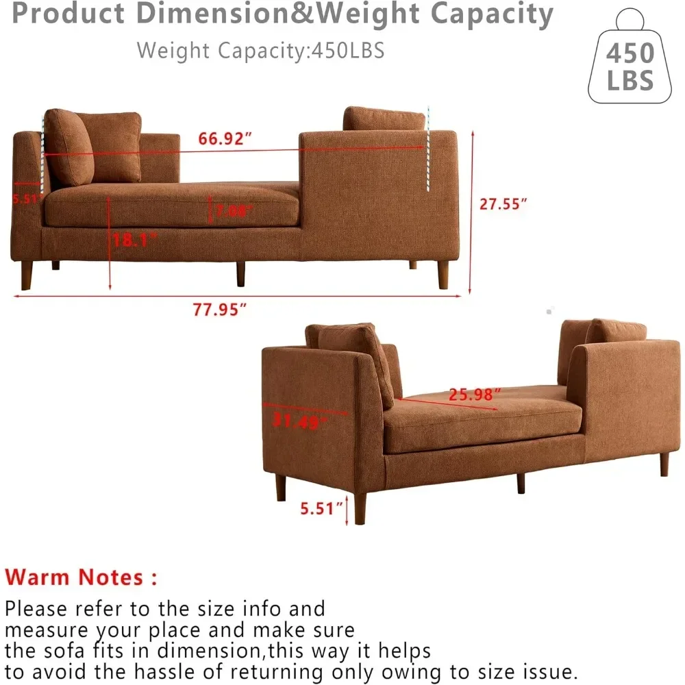 كرسي أريكة للاستراحة الداخلي مقاس 77.95 بوصة على الوجهين، أريكة استرخاء من شانيل، أريكة 3 مقاعد لغرفة المعيشة، سرير منجد حديث #3