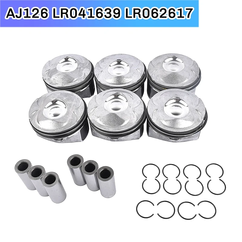 6Pcs Piston For Land Rover Range Rover Sport L494 L560 Discovery LR4 LR5 L319 L462 3.0T V6 ,AJ126 LR041639 LR062617