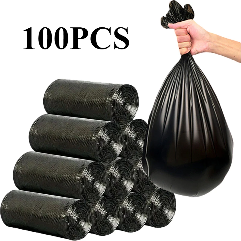 100PCS Black Garbage Bags Disposable Household Cleaning Garbage Bags Kitchen Bedroom Living Room Bathroom Cleaning Supplies