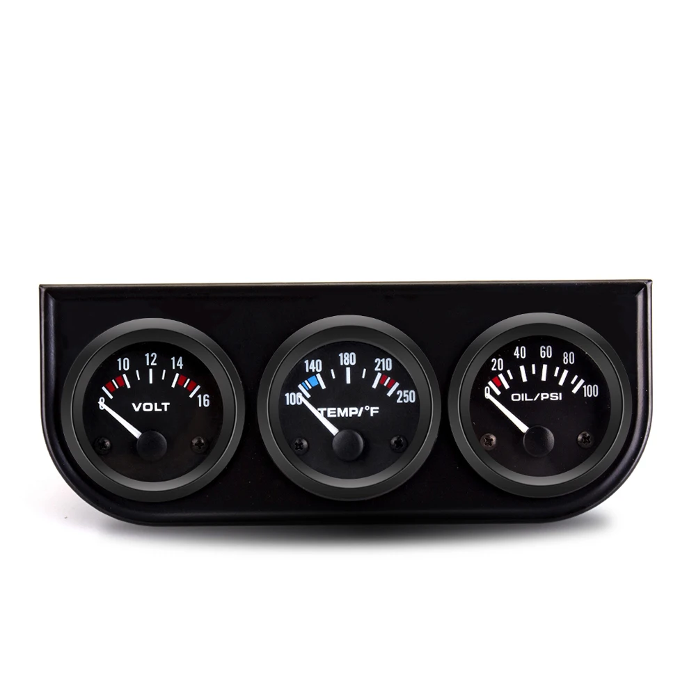 52MM 3-in-1 Voltmeter, Wassertemperaturanzeige, Öldruckanzeige-Set, Auto-Kraftstoff-Voltmeter, Wassertemperaturanzeige, Dreifach-Tachometer – Detail 4