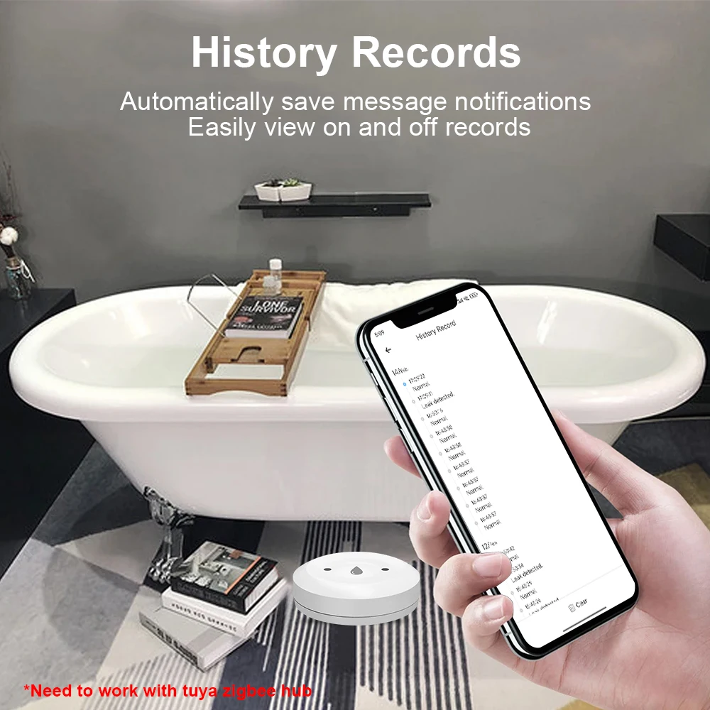 EWelink Zigbee Water Sensor Leak Flood Detector App Remote Monitoring for Kitchen/Bathroom Support Home Assistant