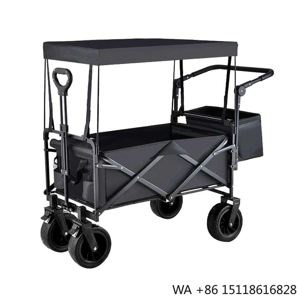 E-RIKE Utility Heavy Duty Steel Large Custom Folding Beach Cart Collapsible Camping Foldable Wagon Canopy for Shopping Tools