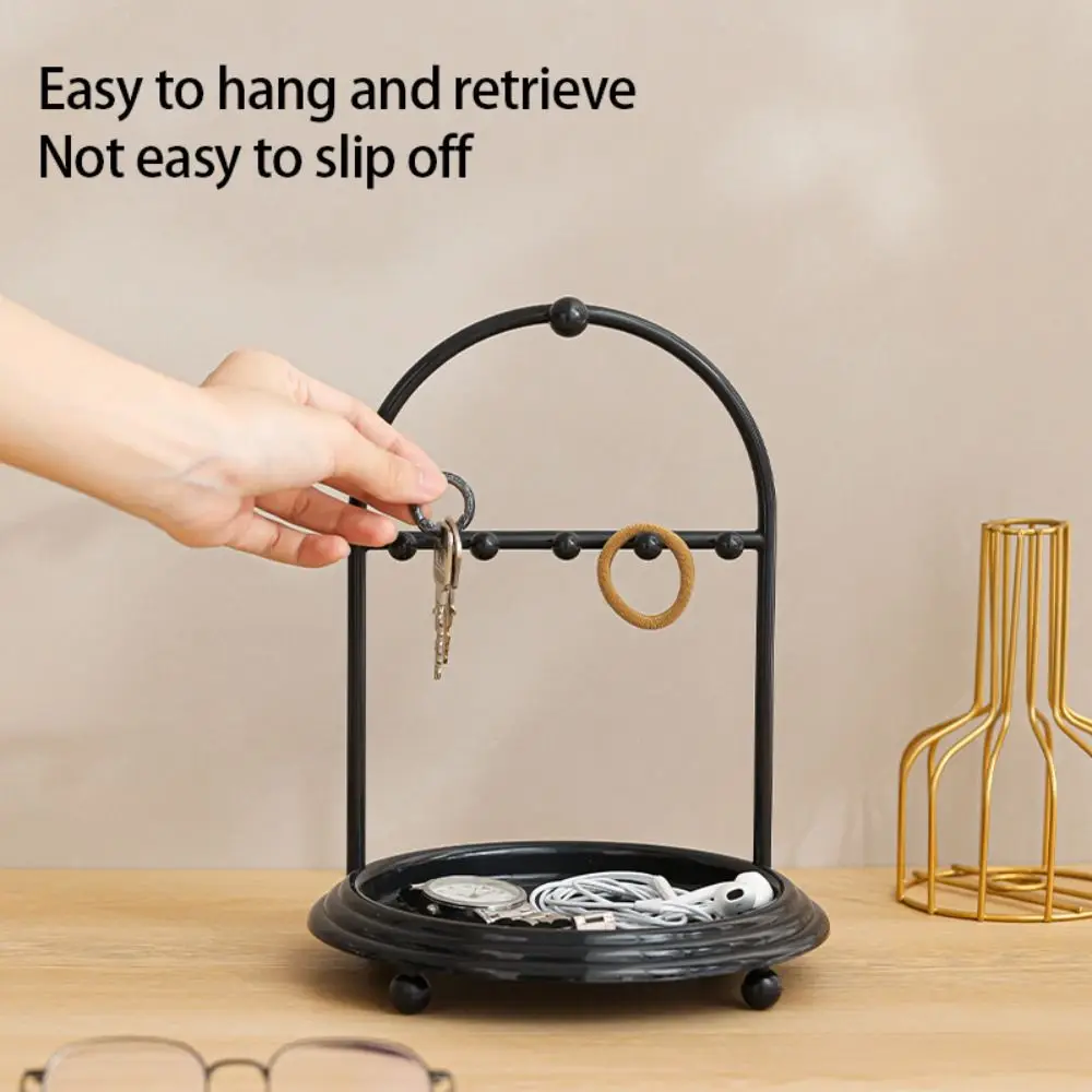 

Convenient Portable Jewelry Display Rack with Round Tray Durable Desktop Storage Box Storage Rack Photography Props