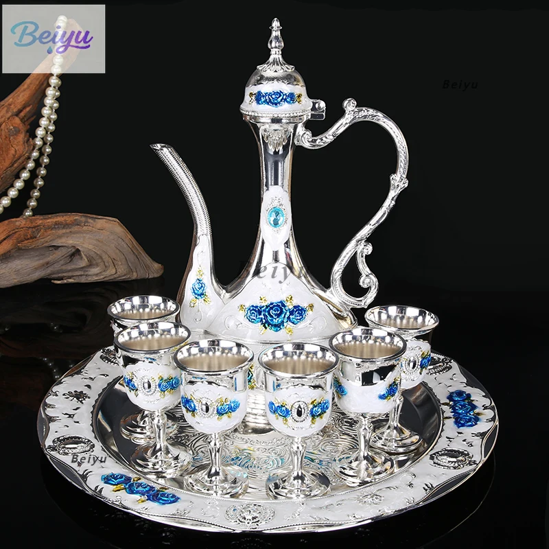 Wine set cup cover Baijiu set Creative household European metal ancient wine jug Russian ethnic style wine dispenser