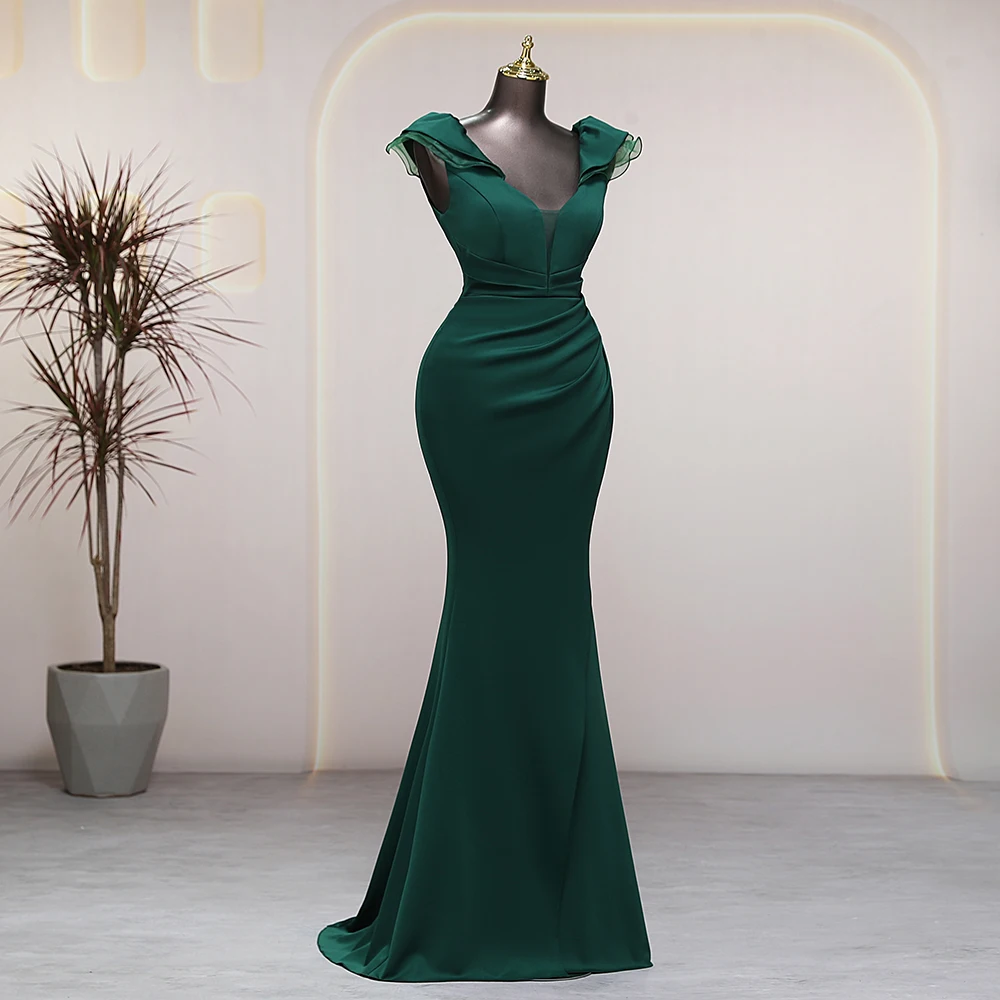 Elegant V-neck candy color green prom dress luxury evening dresses wedding party dress formal occasion dresses special events