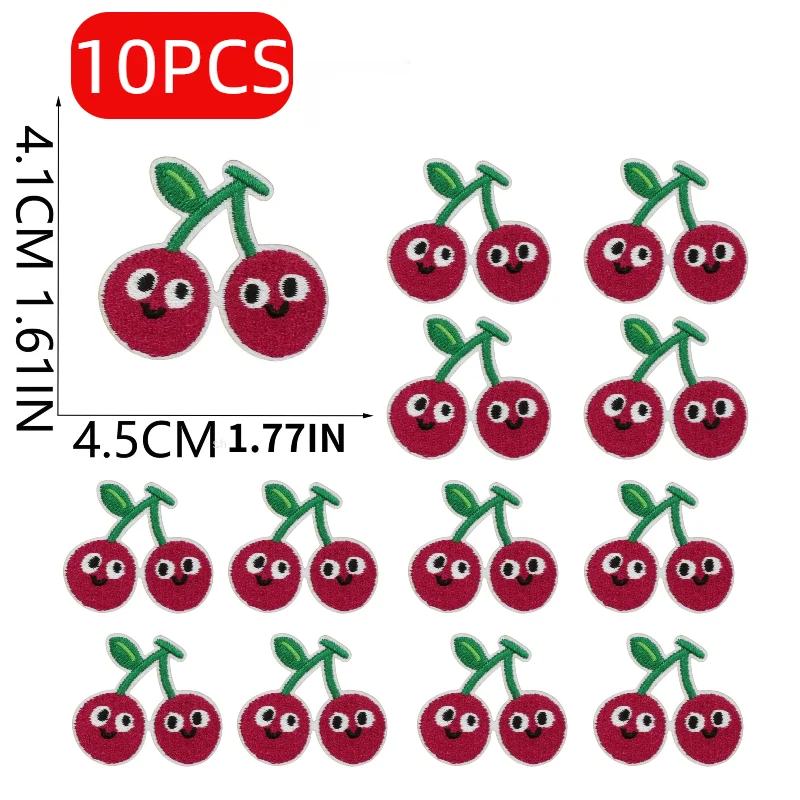 10PCS Set Orange Banana Embroidery Rose Patch Sticker Clothes DIY Decoration Cute Cartoon Fruit Cloth Sticker Ironing Label