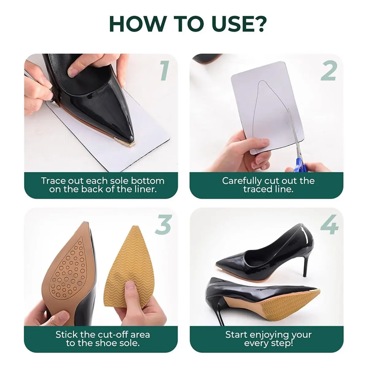 [NEW] Shoe Sole Bottom Protector Grips - 6 Pcs Non Slip Shoe Bottom Protector for Women High Heels - Self-Adhesive Sole Guard