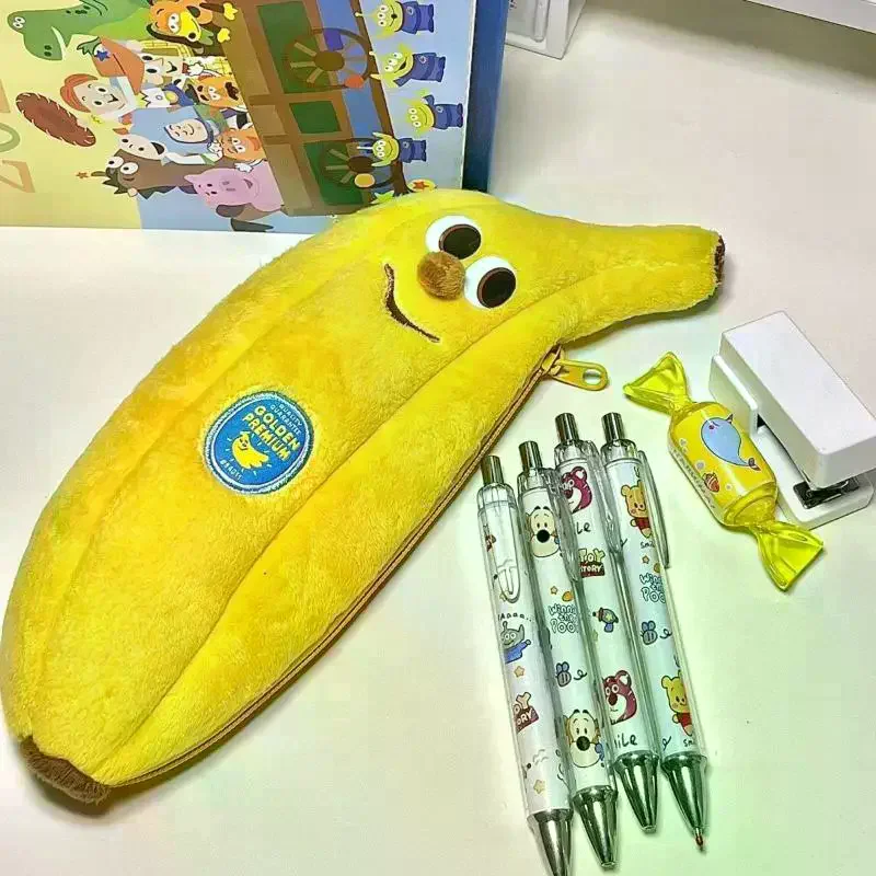 Cute Cartoon Banana Pencil Case, Plush Storage Bag, Makeup Bag, Creative And Humorous Gift, Stationery Bag For School 1PC