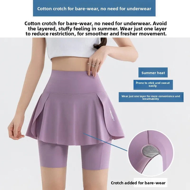 Saia de Yoga Plus Size para Esportes, Calças Justas de Fitn para Corrida, Saia Curta de Cintura Alta Extra ande para Mul...