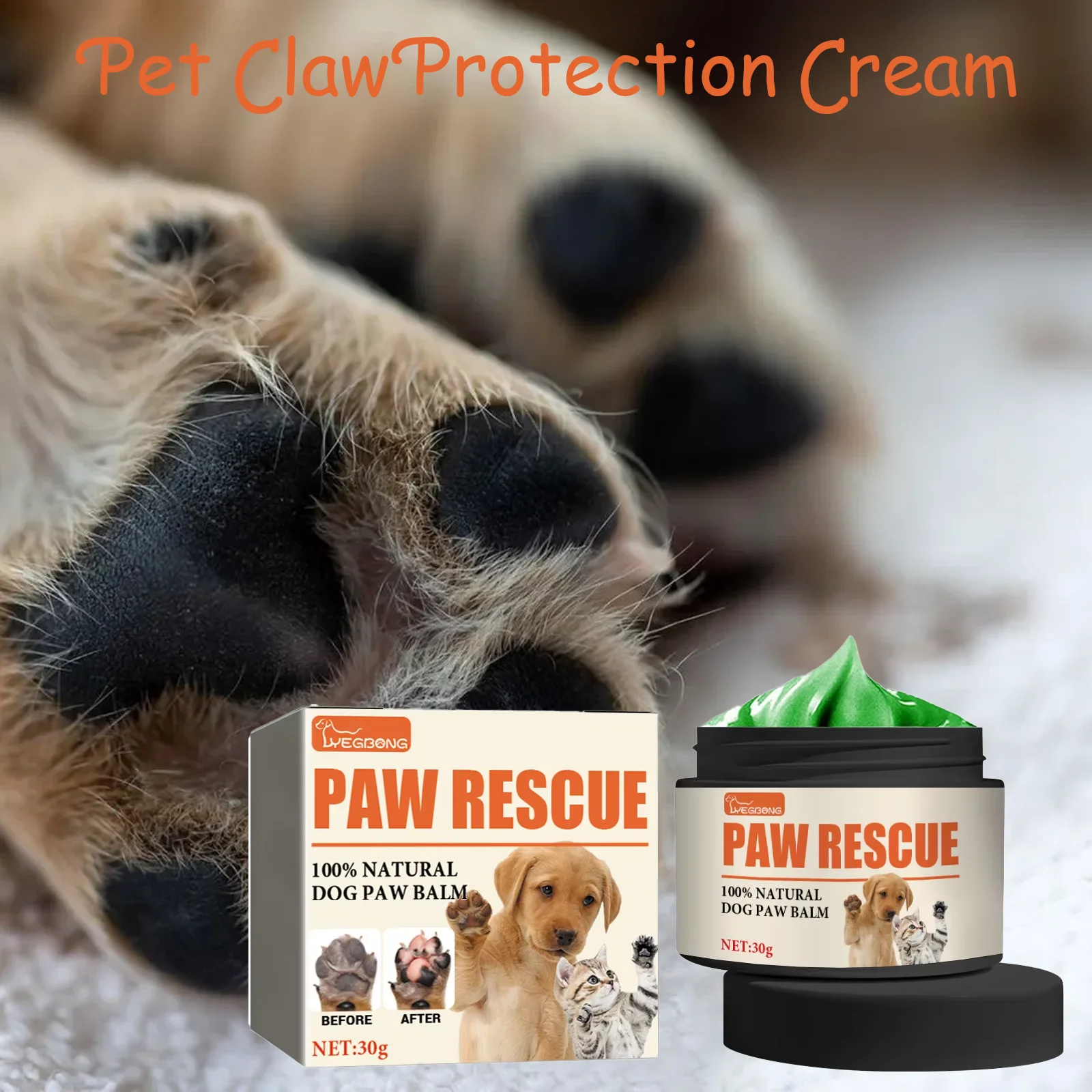 YEGBONG 30 g Haustierpfotenpflegecreme, Fußpolster-Schutzöl für Katzen und Hunde, Hundepfotenbalsam, Katzenpfoten-Schutzcreme, Hunde-Fußpflege