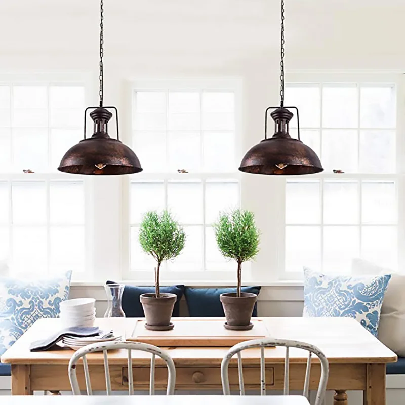 Rústico Copper Dome Pendurado Lâmpadas, Loft Style Pendant Light, Farmhouse Luminárias, Apto para Cozinha, Bares, Mesa de jantar, 41cm