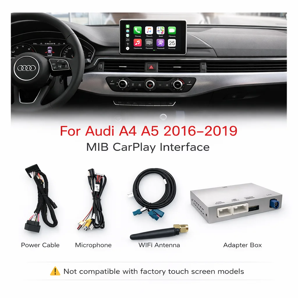 REEIIO Draadloze CarPlay voor Audi A4 B9 A5 Q5 Q7 2016-2019, met Android Auto Interface AirPlay Mirror Link Car Play Camera