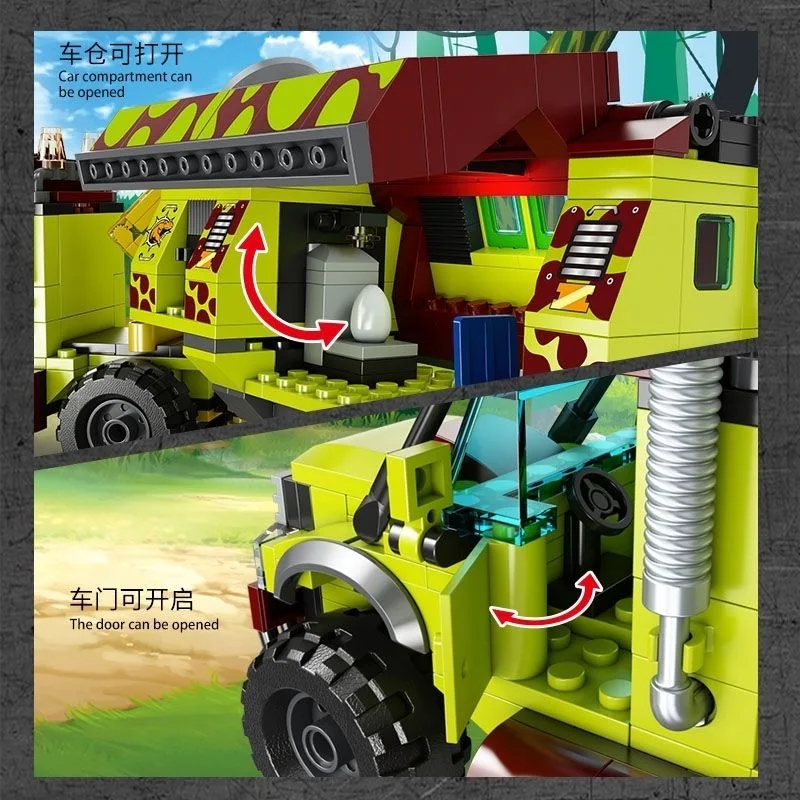 Jurassic Dinosaur T-Rex Truck Model Building Blocks Indominus Rex Dino World Set With Figures Bricks DIY Toys For Kid Adult Gift - view 2