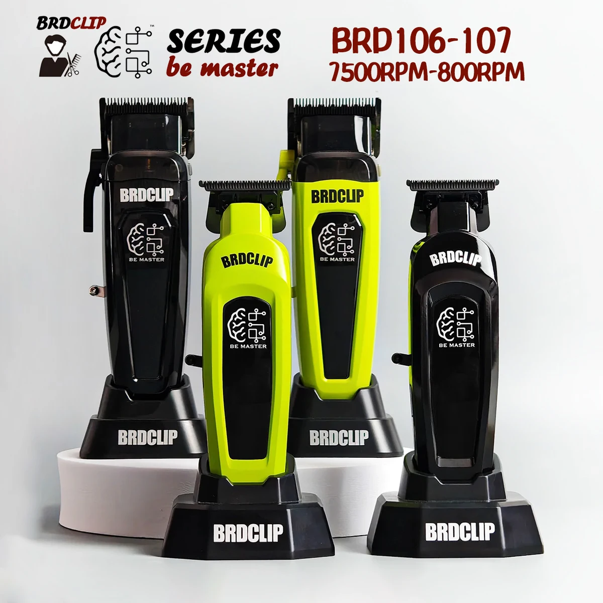 

BRDCLIP BRD106 BRD107 Профессиональная парикмахерская машинка для стрижки волос Базовое зарядное устройство 7500 об/мин Машинка для стрижки волос DLC Blade 8000 об/мин Триммер для волос для мужчин