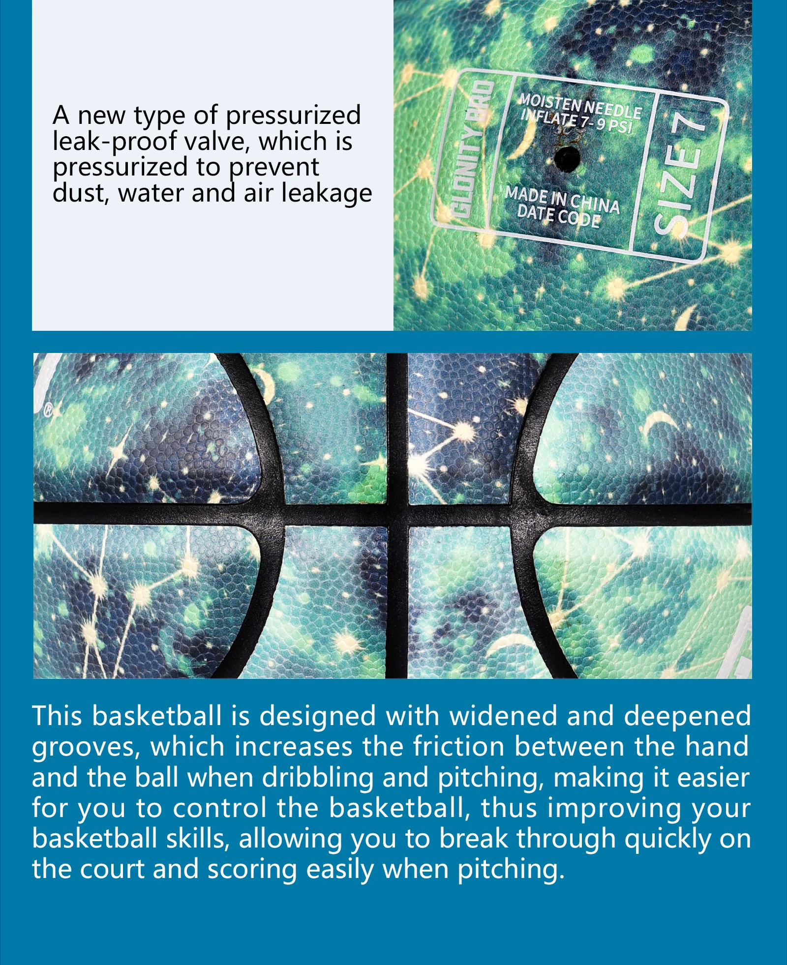 Leuchtender Basketball Offizielle Größe 5/6/7 Erwachsene Jugendliche Composite PU Basketball Langlebig für Innen und Außen Straßenball Hohe Qualität – Detail 13